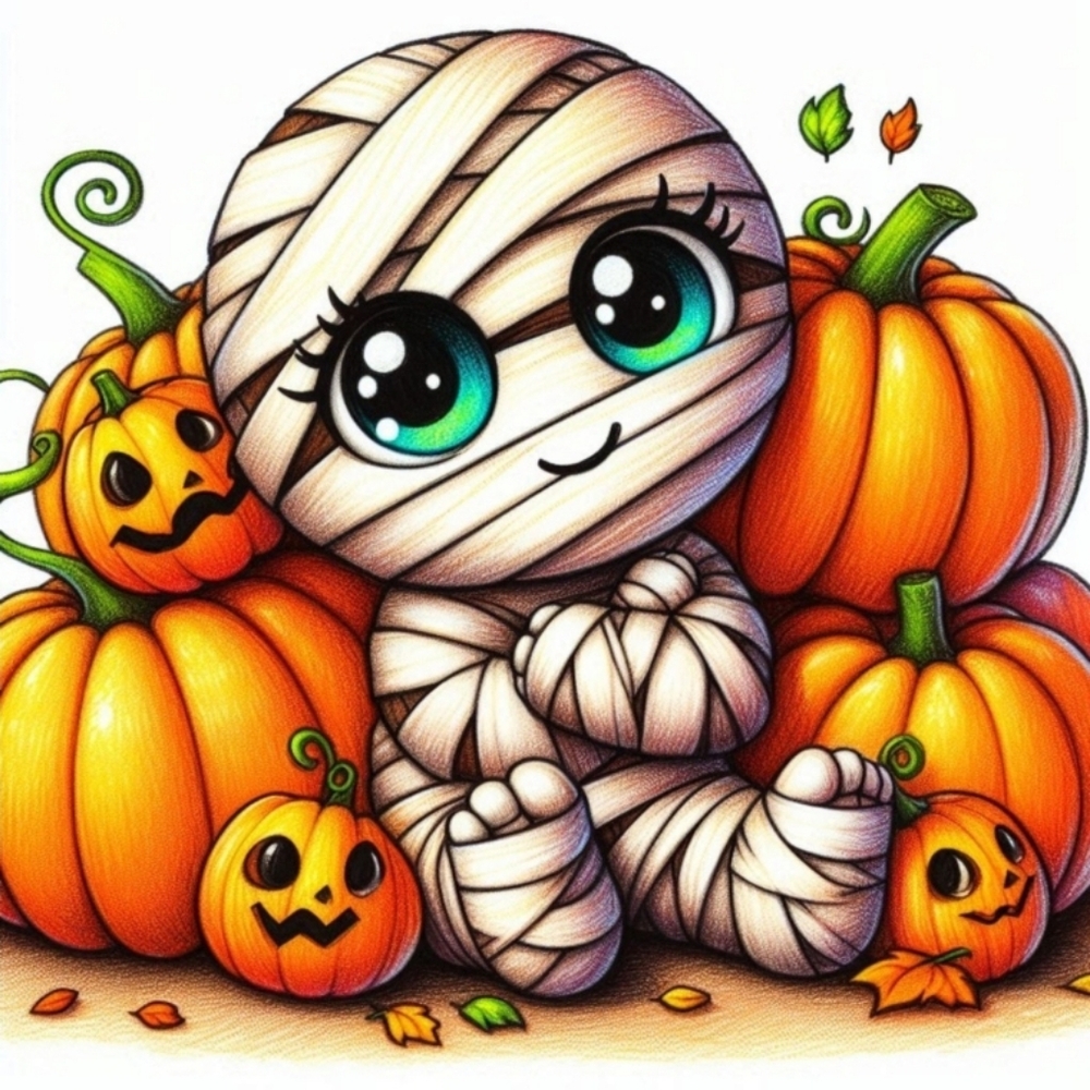 Mummy Pumpkins DIY 5D Full Round Drill Diamond Painting